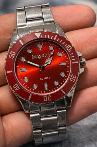Reloj MayKey Deportivo Rojo y Plateado