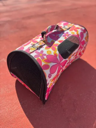 Transportín para gato con estampado floral
