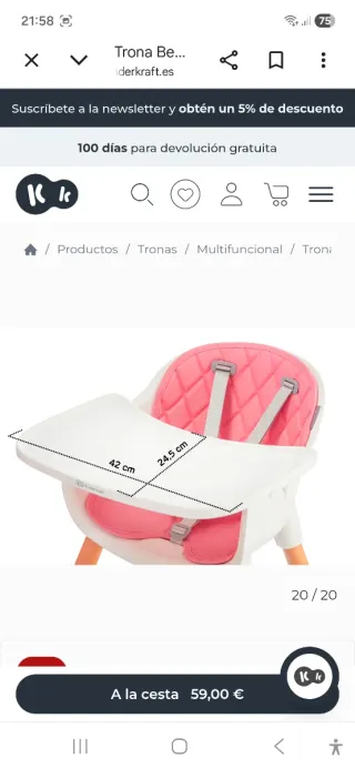 Trona Kinderkraft Siena Evolutiva Gris