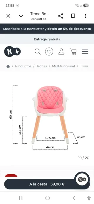 Trona Kinderkraft Siena Evolutiva Gris