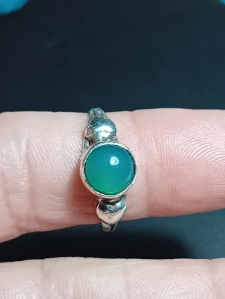 Anillo Plata Ley Piedra onix verde