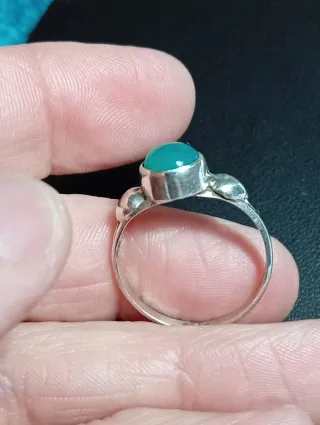 Anillo Plata Ley Piedra onix verde