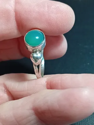 Anillo Plata Ley Piedra onix verde