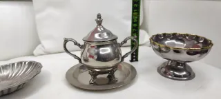 Set 3 pezzi vintage in metallo colore argento