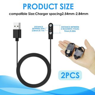 Magnética Cargador Universal Smartwatch, Cable USB Magnético de 2 Pines