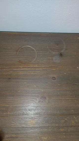 Mesa recibidor madera teal y marrón