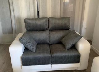 Conjunto Sofás 3 y 2 Plazas Gris/Blanco