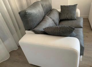 Conjunto Sofás 3 y 2 Plazas Gris/Blanco