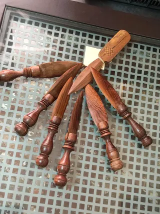 Lote 7 corta cartas madera vintage