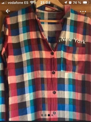 Camisa cuadros larga New York Talla L