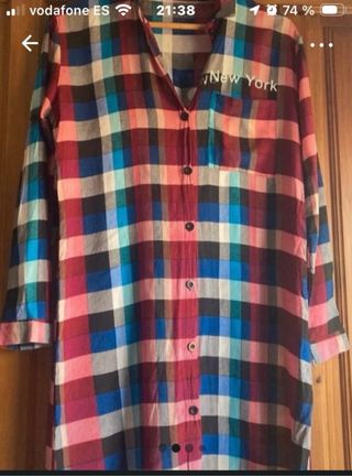Camisa cuadros larga New York Talla L