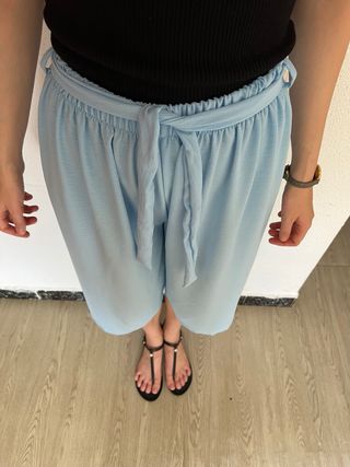 Pantalón culotte azul claro M mujer
