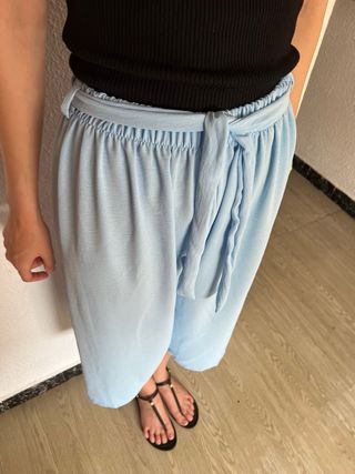 Pantalón culotte azul claro M mujer