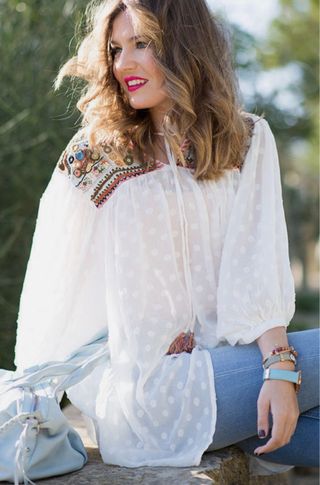 Blusa Zara bordada talla única