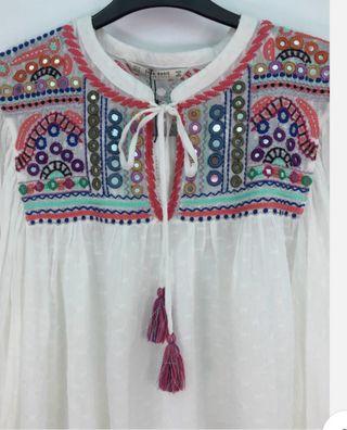 Blusa Zara bordada talla única