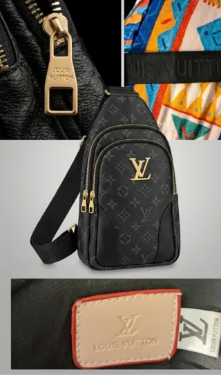 Bandolera Estilo Louis Vuitton Marrón y Dorada