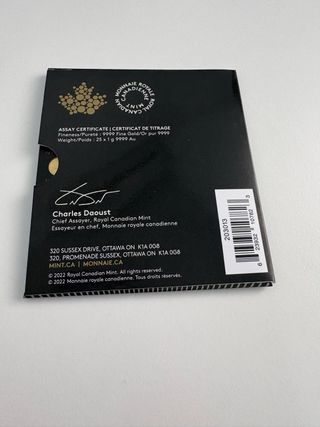 Moneda de Oro .999 ROYAL CANADIAN MINT CANADA