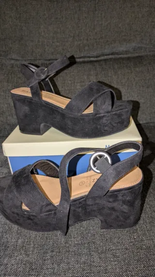 Sandalias Plataforma MaryPaz Negras T41 Nuevas