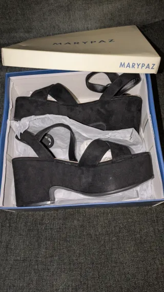 Sandalias Plataforma MaryPaz Negras T41 Nuevas