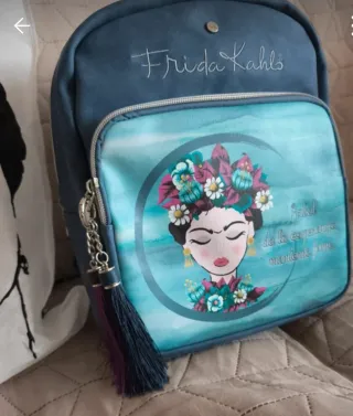 Mochila Frida Kahlo Azul y Multicolor Nueva
