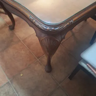 Mesa antigua madera y cristal