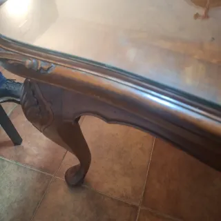 Mesa antigua madera y cristal