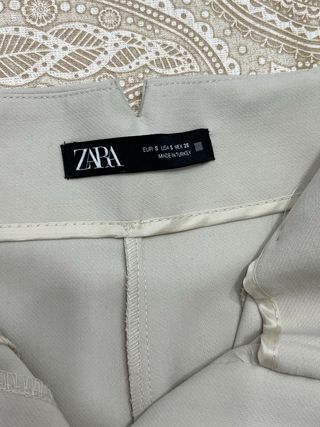 Pantalón Zara Talla S Crema Mujer