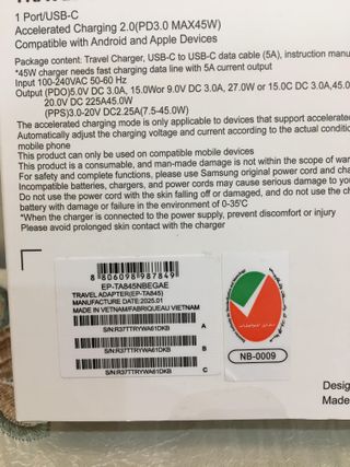 Caricabatterie Samsung 45W PD con Cavo