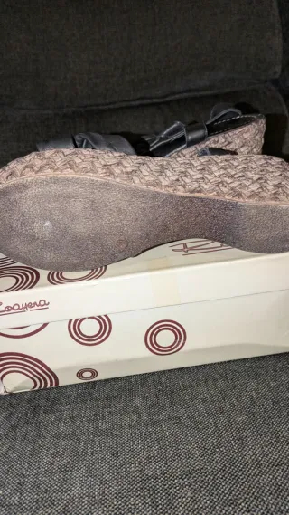 Sandalias cuña esparto negras talla 41
