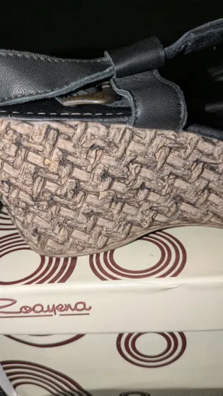 Sandalias cuña esparto negras talla 41