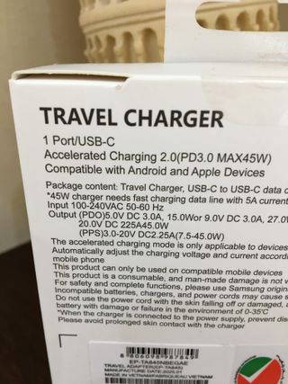 Adattatore Samsung 45W PD con cavo USB-C