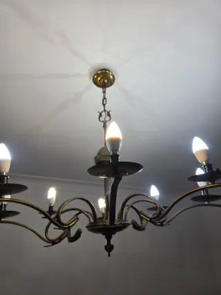 Lámpara araña vintage metal y cristal