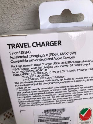 Caricabatterie Samsung 45W PD con Cavo USB-C