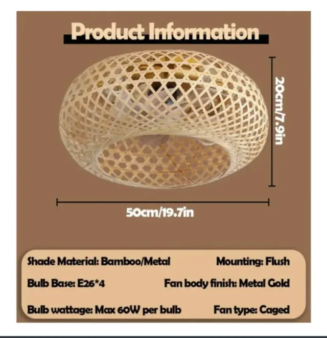 Lámpara Ventilador de Bambú