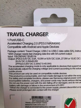 Caricabatterie Samsung 45W PD con Cavo USB-C