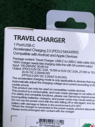 Caricabatterie Samsung 45W PD con cavo USB-C