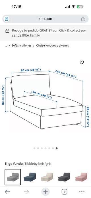 Chaiselongue Kivik Ikea Gris