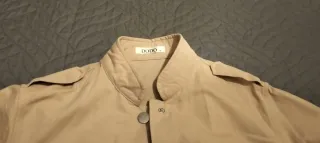 Cazadora fina mujer beige con flecos y abalorios