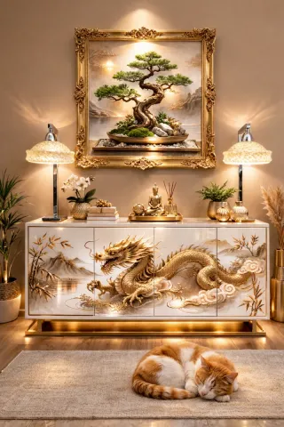 (1) Candeeiro de mesa dourado e branco