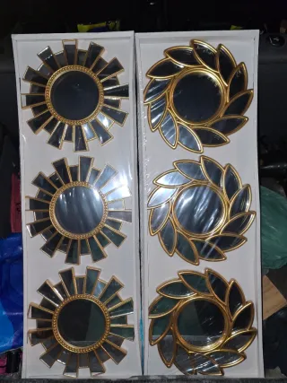 Espejos decorativos dorados y plateados set de 3un