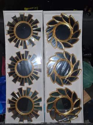 Espejos decorativos dorados y plateados set de 3un