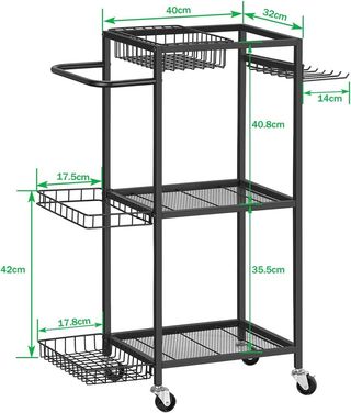 Carrello organizzatore 3 livelli per attrezzatura sportiva