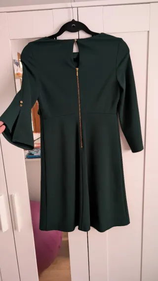 Vestido verde manga acampanada M mijer