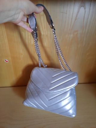 Borsa a tracolla argento trapuntata