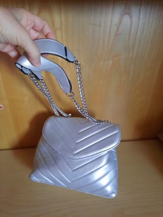 Borsa a tracolla argento trapuntata