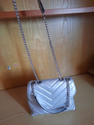 Borsa a tracolla argento trapuntata