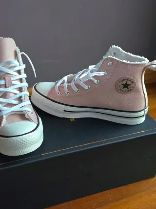 Deportivas Converse Piel Auténtica Rosa Plataforma