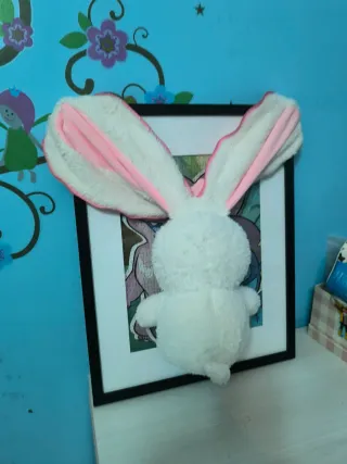 Peluche Conejito Blanco Orejas Rosas