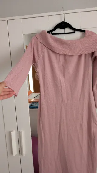 Vestido rosa escote invierno sensual M-L mujer