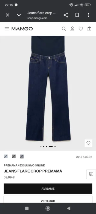 Jeans skinny negro y flare crop vaquero premamá